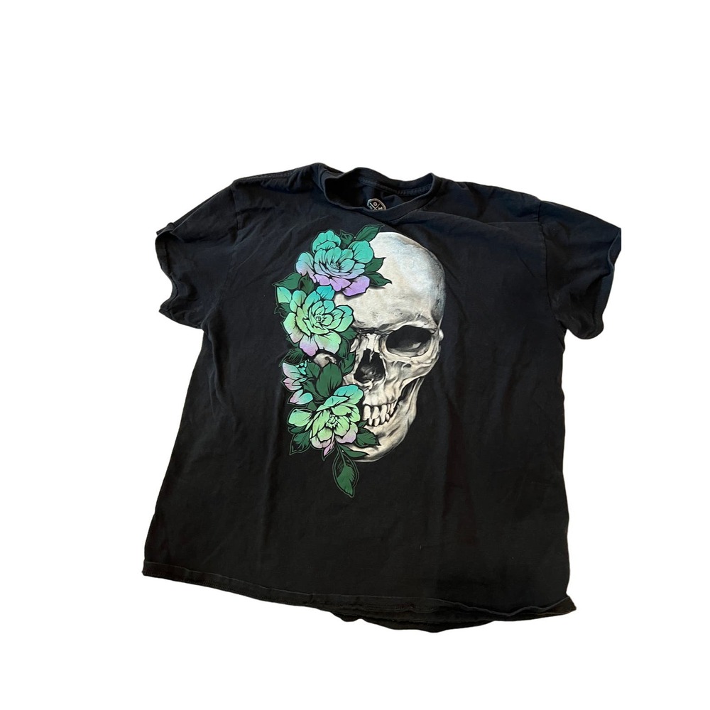 DOM Flower Skull Black T-Shirt Mens XL